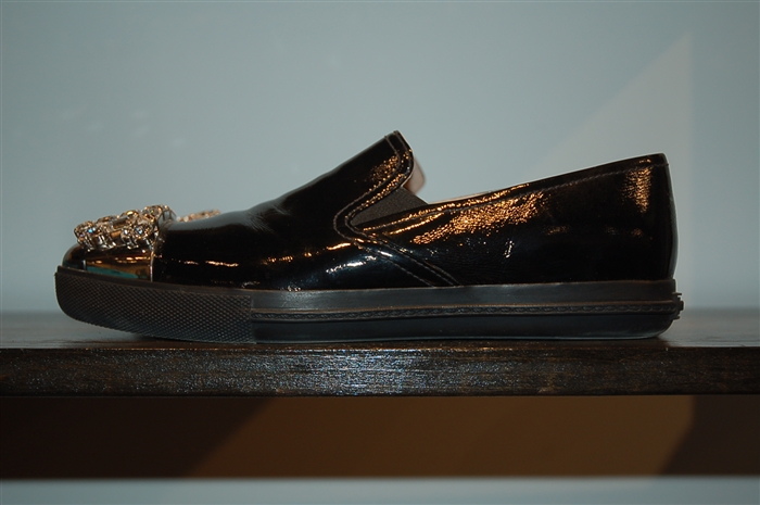 Black Patent Miu Miu Slip-On Sneaker, size 8