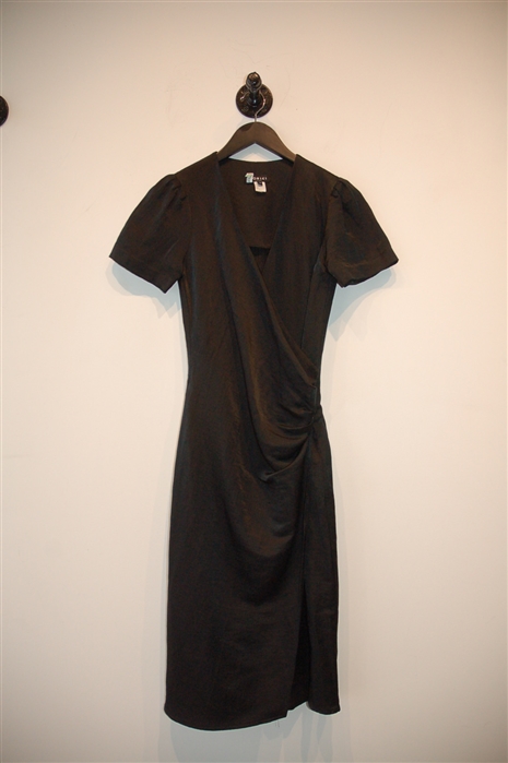 Satin Black Horses Atelier Wrap Dress, size XS