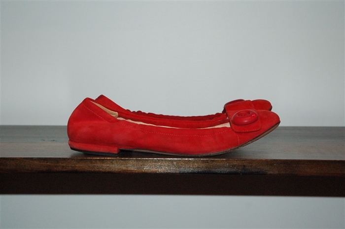 Lipstick Red Prada Flats, size 9