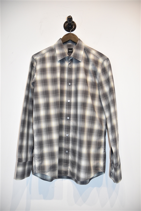 Gray Plaid Hugo Boss - Boss Button Shirt, size M