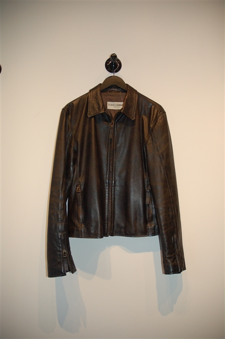 Dark Leather Dolce & Gabbana Leather Jacket, size M