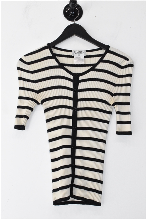Cream & Black Chanel Cardigan, size 4