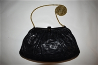 Black Leather Chanel - Vintage Evening Bag, size S