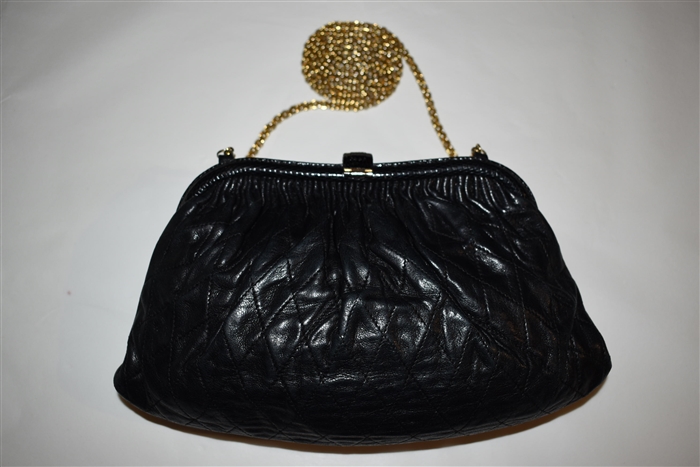Black Leather Chanel - Vintage Evening Bag, size S