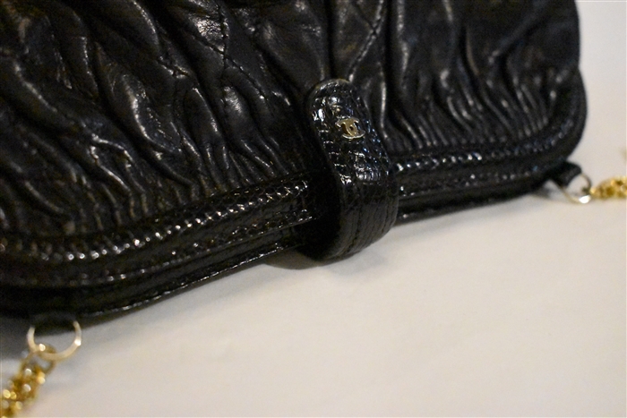 Black Leather Chanel - Vintage Evening Bag, size S