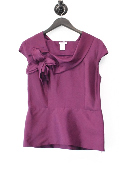 Satin Plum Oscar de la Renta Cap-Sleeve, size 8