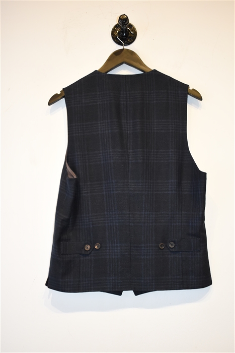 Navy Check Brunello Cucinelli Vest, size 38
