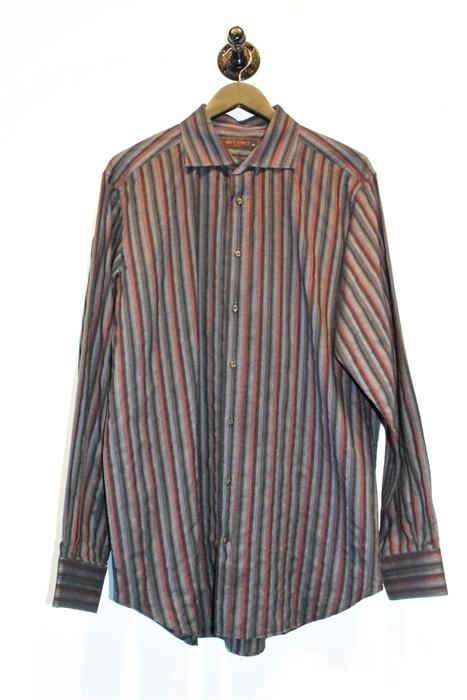 Gray Stripe Etro Button Shirt, size XL