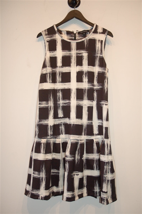 Black & White Pink Tartan Shift Dress, size L