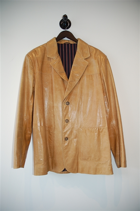 Tobacco No Label Leather Blazer, size L
