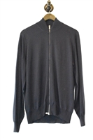 Navy Brunello Cucinelli Zippered Sweater, size XL