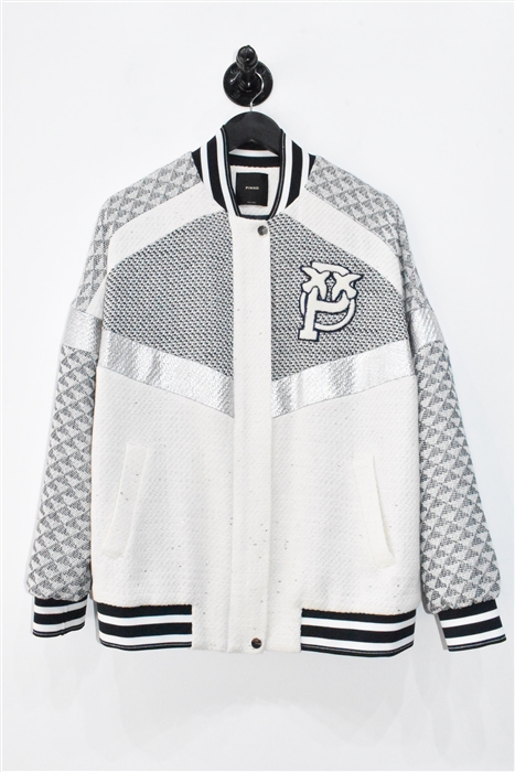 White Tweed Pinko Bomber Jacket, size S