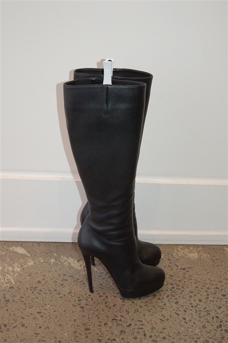 Black Leather Christian Louboutin Tall Boots, size 6.5