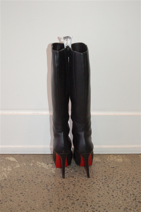 Black Leather Christian Louboutin Tall Boots, size 6.5