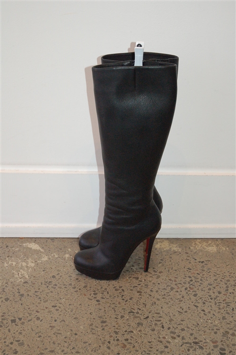 Black Leather Christian Louboutin Tall Boots, size 6.5