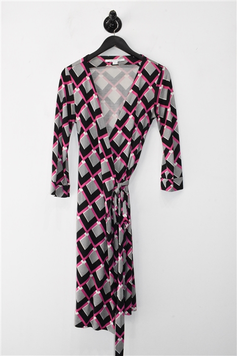 Geometric Diane von Furstenberg Wrap Dress, size 10