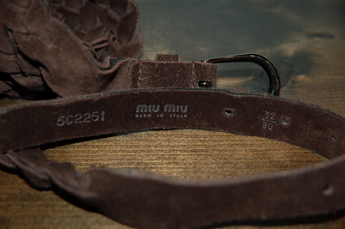 Dark Chocolate Miu Miu Belt, size S