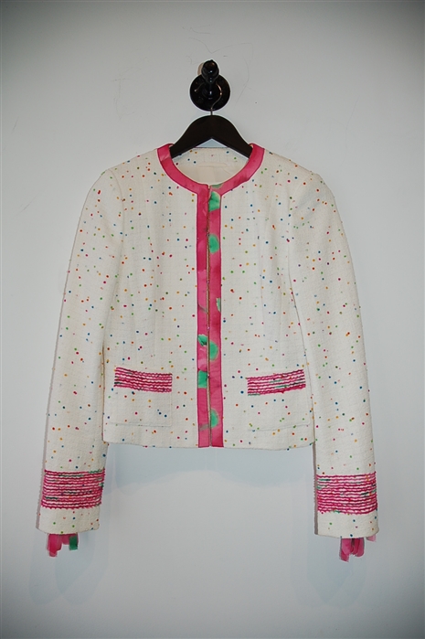 White & Pink Escada Skirt Suit, size 4