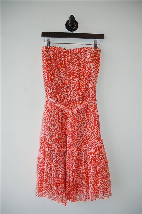 Orange & White Diane von Furstenberg Tube Dress, size 6