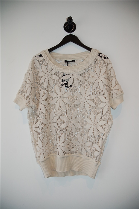 Pale Beige Twin-Set Short-Sleeved Top, size M