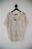 Pale Beige Twin-Set Short-Sleeved Top, size M