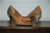 Dark Taupe Fendi Open-Toe Heels, size 8.5