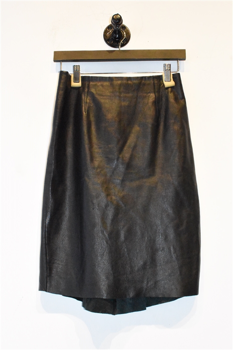 Black Leather L'Agence Pencil Skirt, size 4