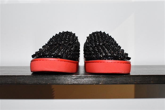 Black Patent Christian Louboutin Slip-On Sneaker, size 12