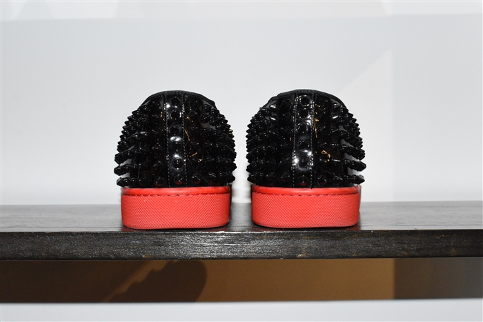 Black Patent Christian Louboutin Slip-On Sneaker, size 12