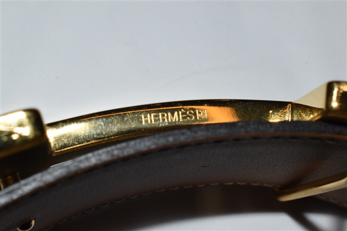 Black Leather Hermes Belt Set, size S