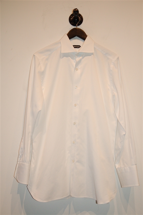 Crisp White Tom Ford Button Shirt, size L