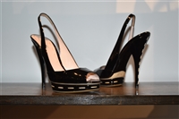 Black Patent Miu Miu Peep-Toe, size 7