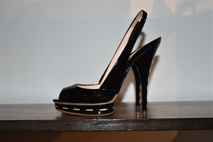 Black Patent Miu Miu Peep-Toe, size 7