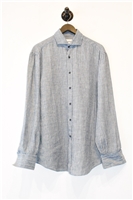 Blue Stripe Brunello Cucinelli Button Shirt, size M