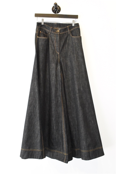 Black Denim Brunello Cucinelli Wide-Leg Flare, size 25