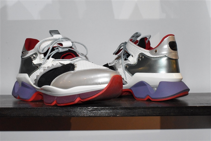 White & Gray Christian Louboutin Sneaker, size 11.5