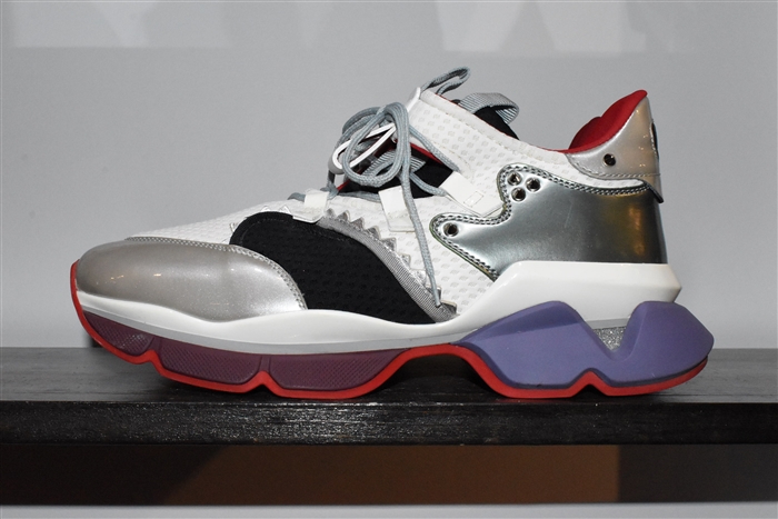 White & Gray Christian Louboutin Sneaker, size 11.5