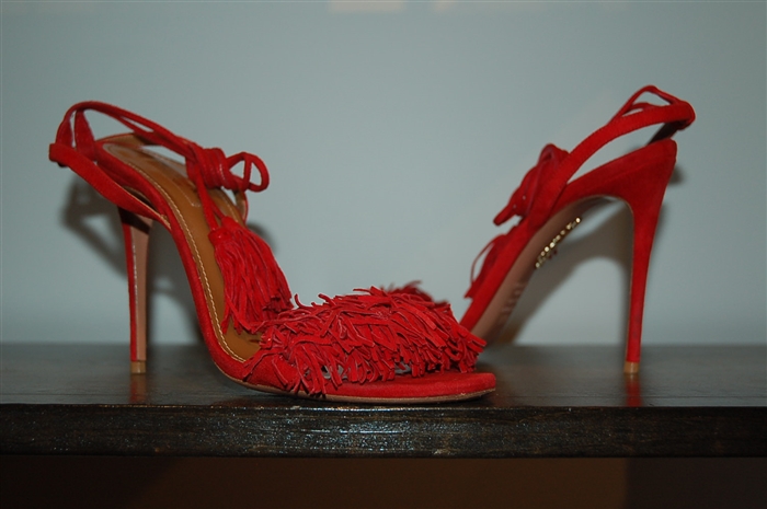 Lipstick Red Aquazzura Sandal, size 7.5