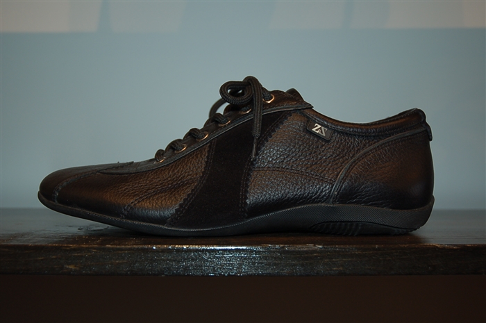 Black Leather Z Zegna Sneaker, size 7.5