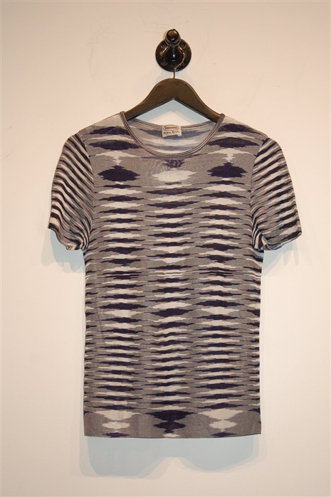 Navy & White Missoni Short-Sleeved Top, size 8