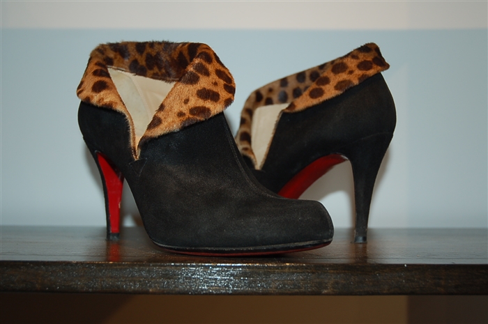 Black Suede Christian Louboutin Booties, size 8.5