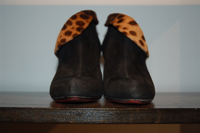 Black Suede Christian Louboutin Booties, size 8.5