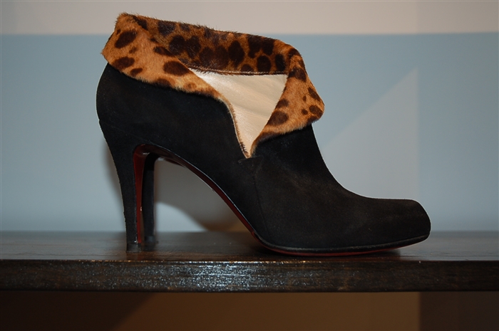 Black Suede Christian Louboutin Booties, size 8.5