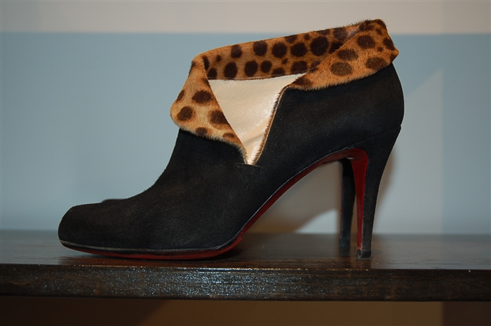 Black Suede Christian Louboutin Booties, size 8.5