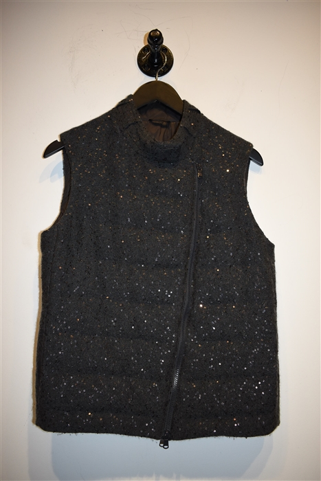 Charcoal Brunello Cucinelli Puffer Vest, size 6