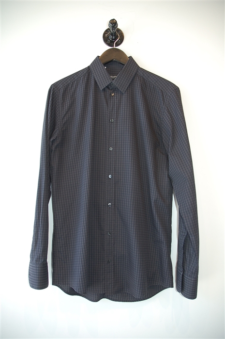 Gray Check Dolce & Gabbana Button Shirt, size M