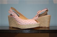 Pink Gingham Christian Louboutin Wedge, size 10