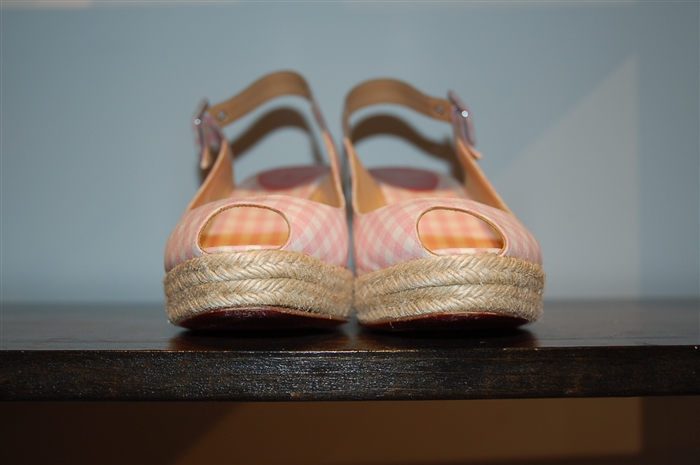 Pink Gingham Christian Louboutin Wedge, size 10
