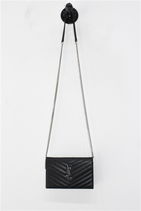 Black Leather Saint Laurent Wallet on Chain, size S
