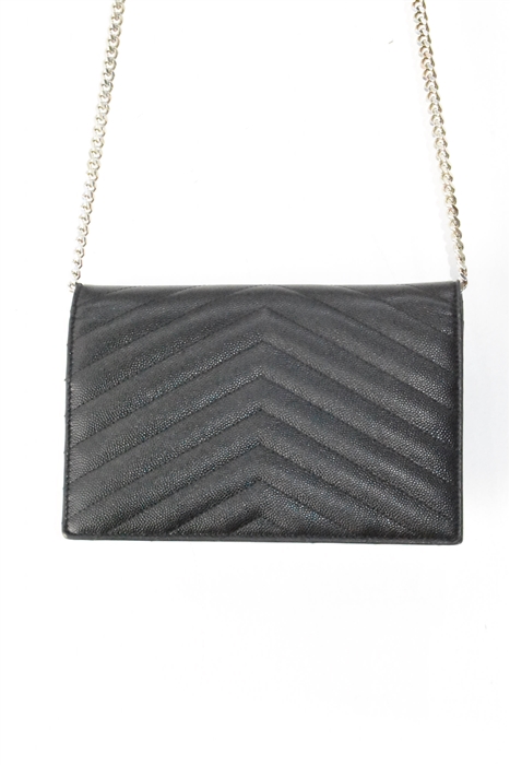 Black Leather Saint Laurent Wallet on Chain, size S